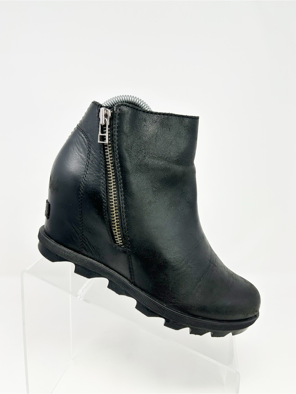 SOREL Joan of Arctic Wedge II Zip Bootie Womens Black Ankle Boots Size 7.5